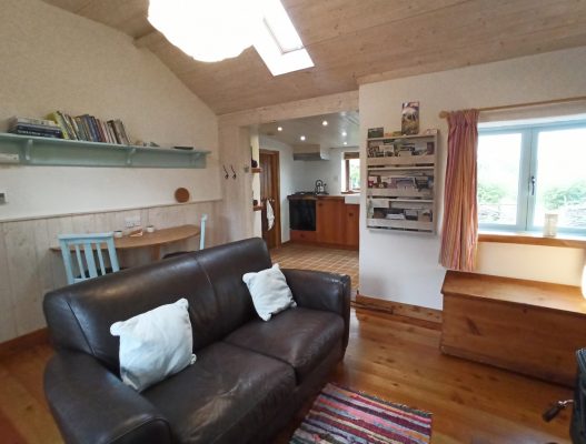 Interior of Birch Cottage, a warm off-grid cottage in County Down