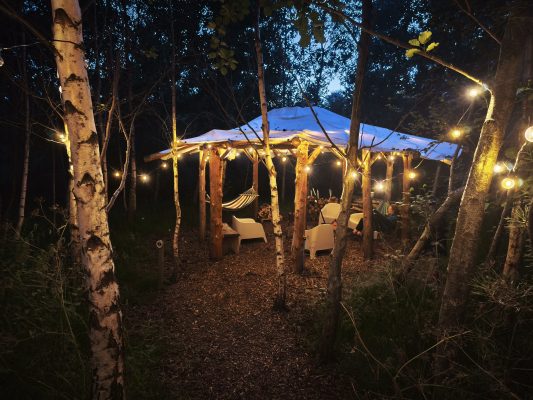 Fire pit Birch Cottage, an off-grid cottage in County Down