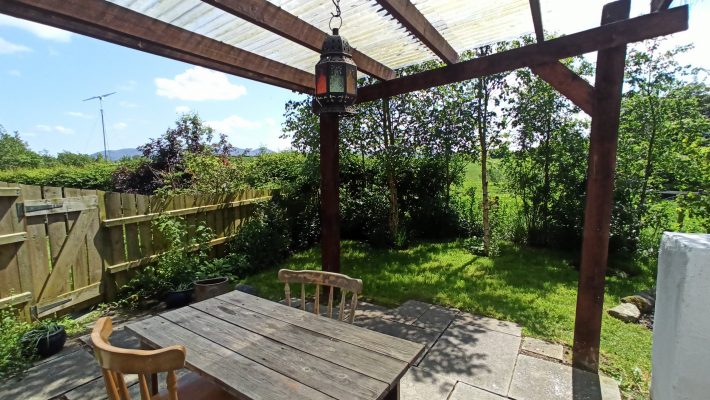 Outdoor seating at Birch Cottage, quiet and natural